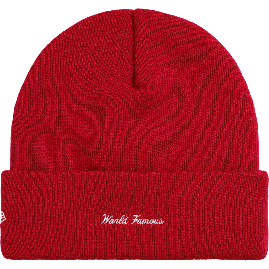 Supreme New Era Action Beanie Red back view