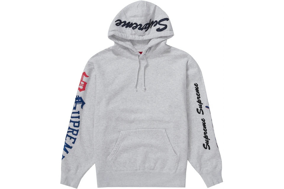 Supreme Multi Logo Hooded Sweatshirt in ash grey, size Medium