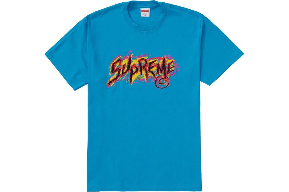 Supreme Scratch Tee in bright blue, size Medium