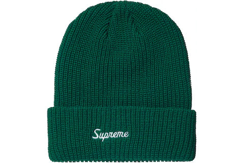 Supreme Loose Gauge Beanie FW21 in green from the PremeFTP catalog