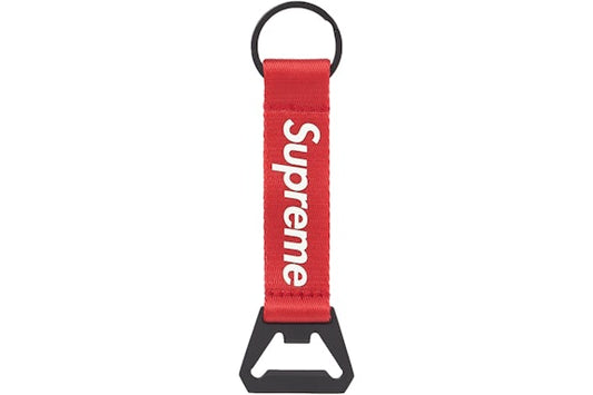 Supreme Bottle Opener Webbing Keychain — Red