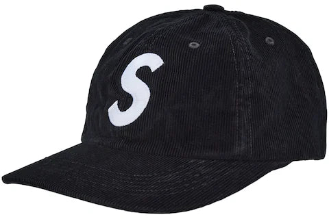 Supreme Fine Wale Corduroy S Logo 6-Panel in black