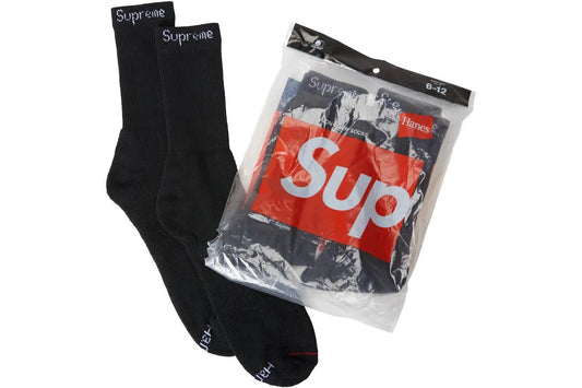 Supreme Hanes Crew Socks 4 Pack in black