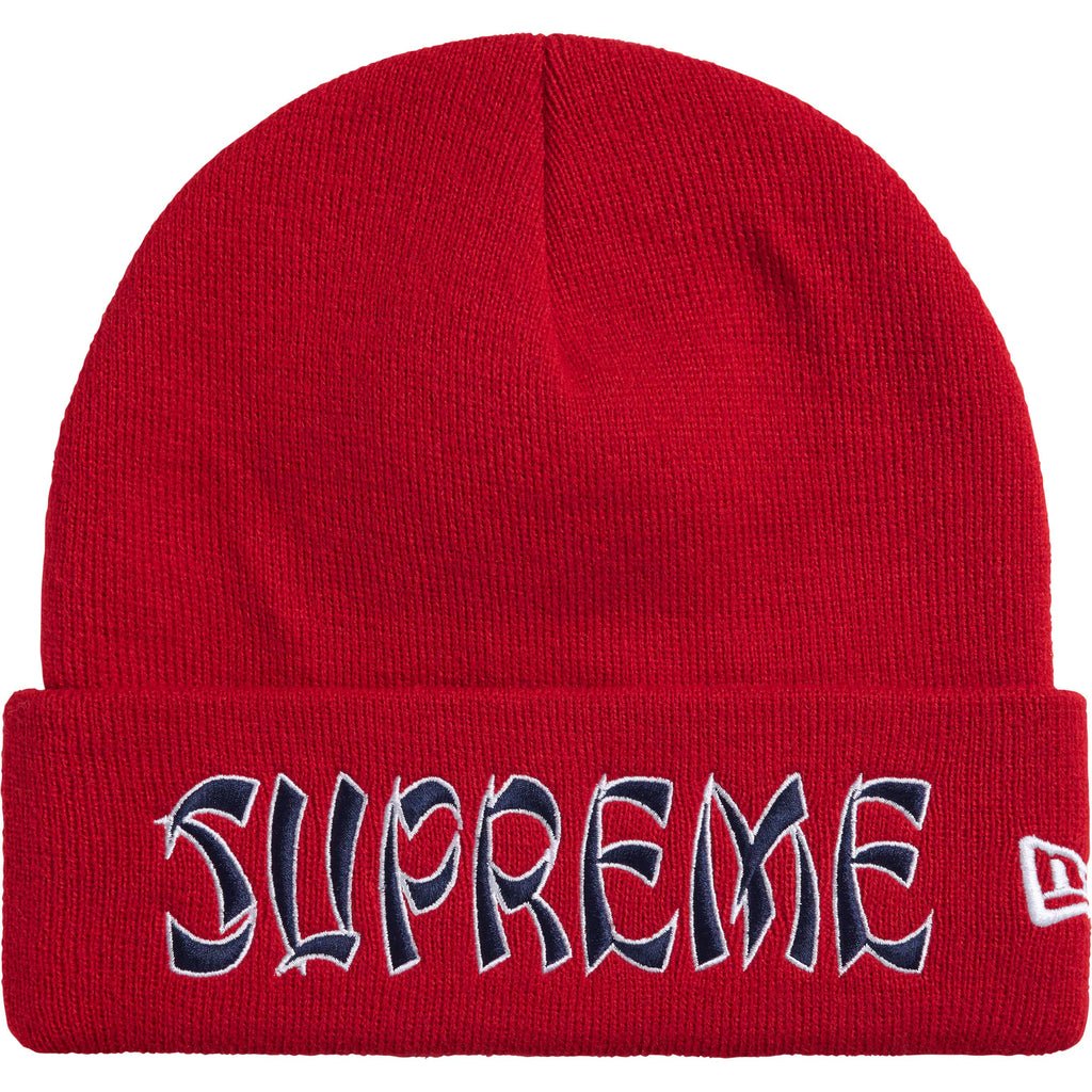 Supreme New Era Action Beanie Red front view