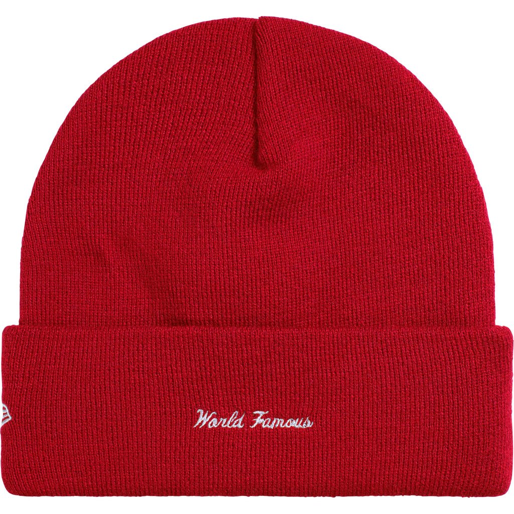 Supreme New Era Action Beanie Red back view