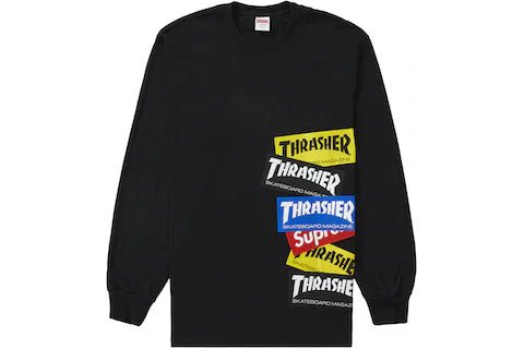 Supreme Thrasher Multi Logo L/S Tee in black, size Large