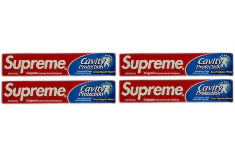 Supreme x Colgate Toothpaste, labeled Not Fit For Human Use