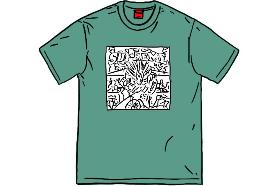 Supreme Dragon Tee in dusty teal, size Large