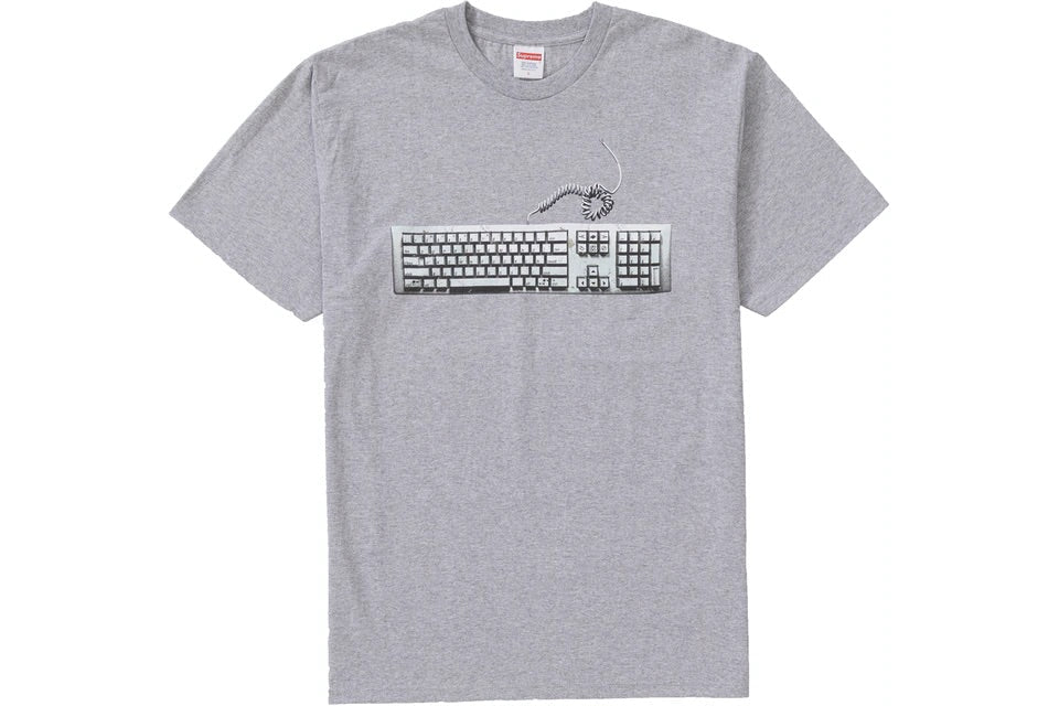 Supreme Keyboard Tee in heather grey, size Large