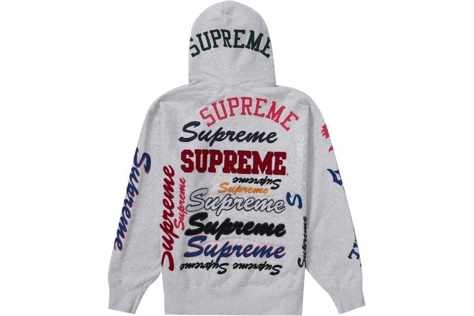 Supreme Multi Logo Hooded Sweatshirt in ash grey, size Medium