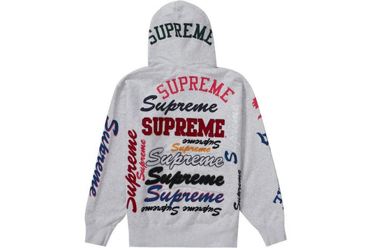 Supreme Multi Logo Hooded Sweatshirt in ash grey, size Medium