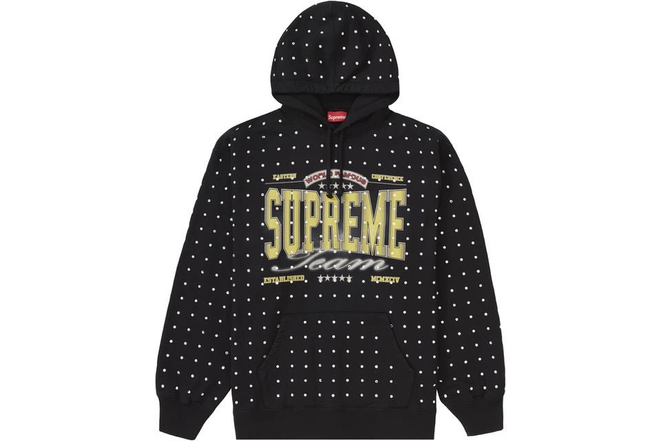 Supreme Rhinestone Hooded Sweatshirt in black, X-Large